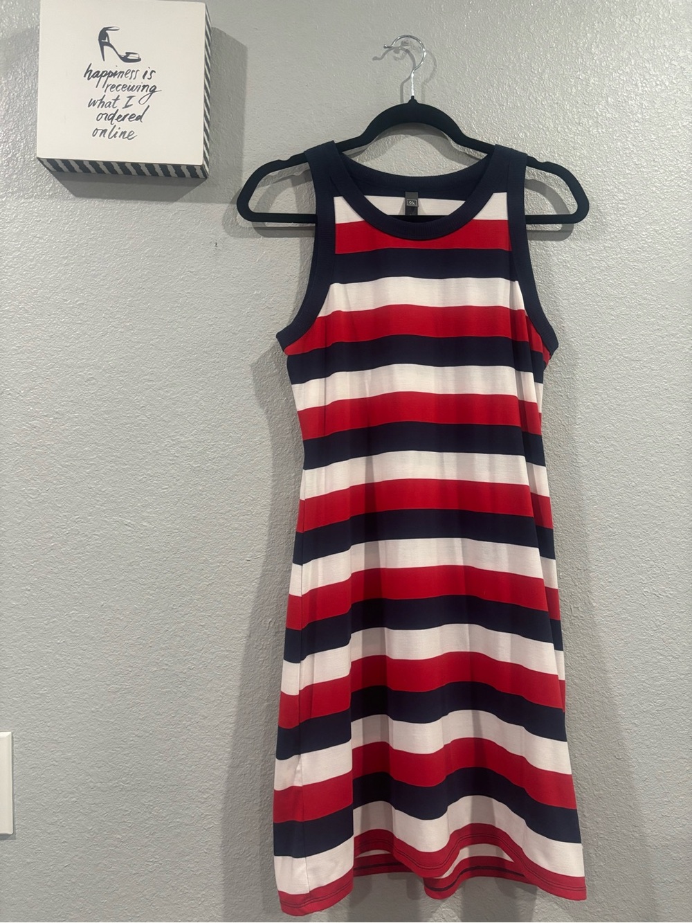 Red White Navy Striped Tank Dress